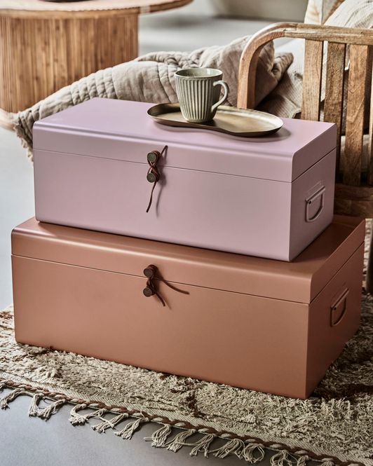 Hovedbilde House Doctor Oppbevaringbokser Metal, beige/rose