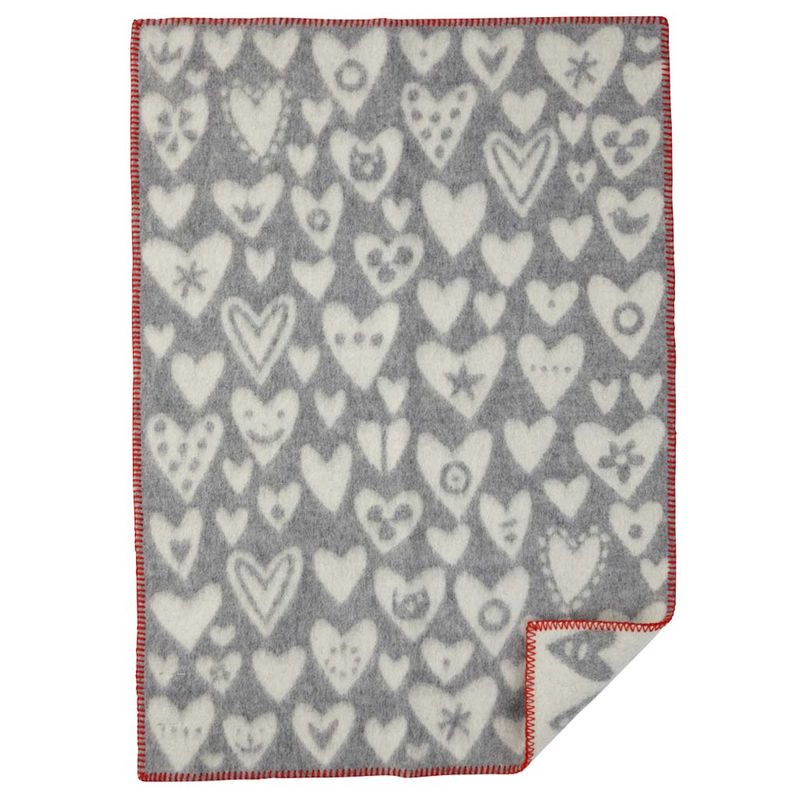 Pledd i lammeull Baby Heart 65 x 90 cm fra Klippan