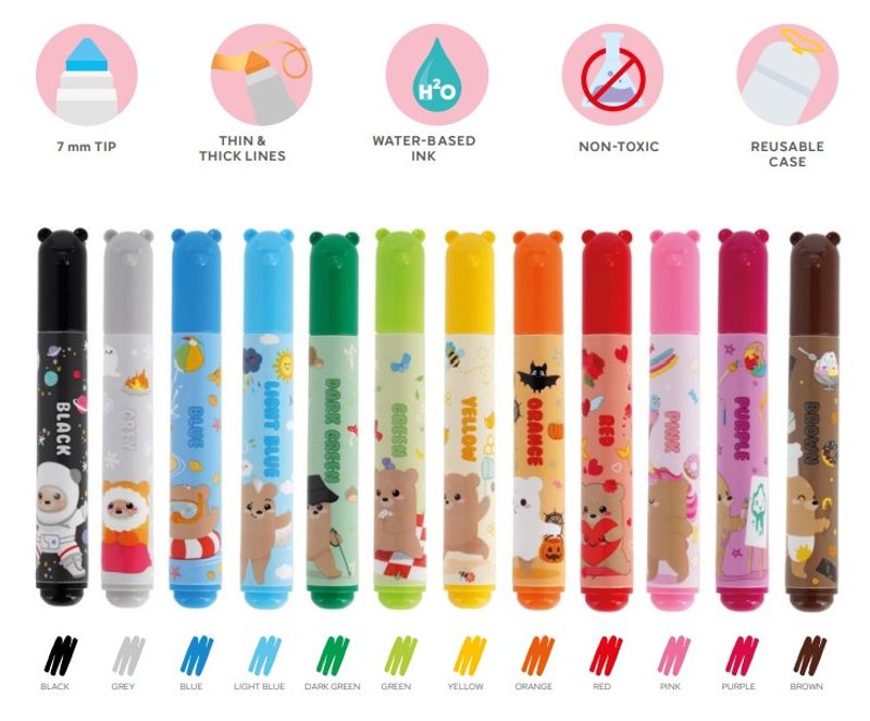 Teddy Friends Tusj 12 pk 