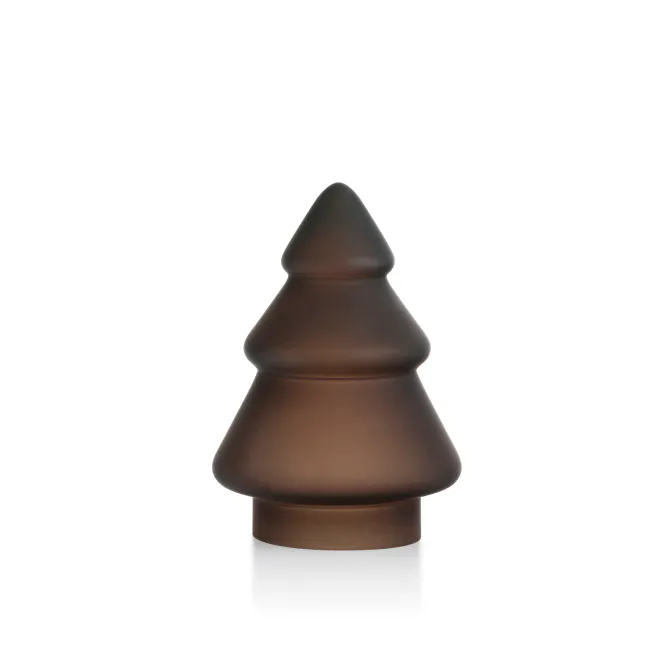 Hovedbilde Gran glasstre 9,8 cm i frostet kakaofarget glass ...