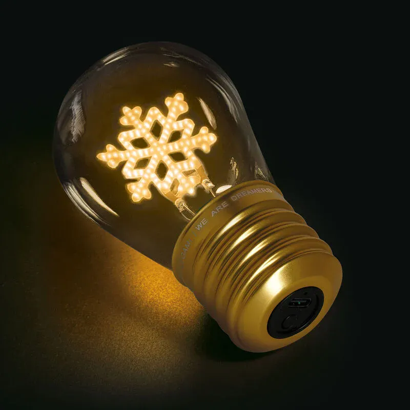 Lyspære lampe, oppladbar Snøflak Legami 