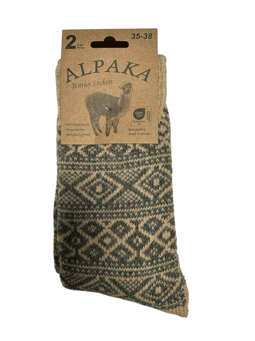 Hovedbilde Ullsokk med Alpakka grønn/beige, str 39-42