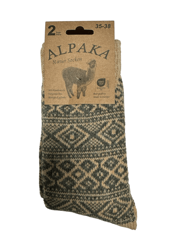 Ullsokk med Alpakka grønn/beige, str 43-46