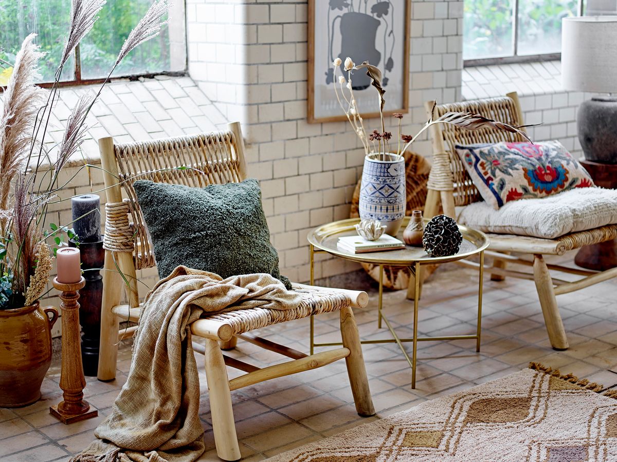 Bloomingville Ruthy lounge-stol – teak & bananblad (natur)