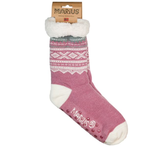 Hovedbilde Kosesokk Mariusmønster lang rosa