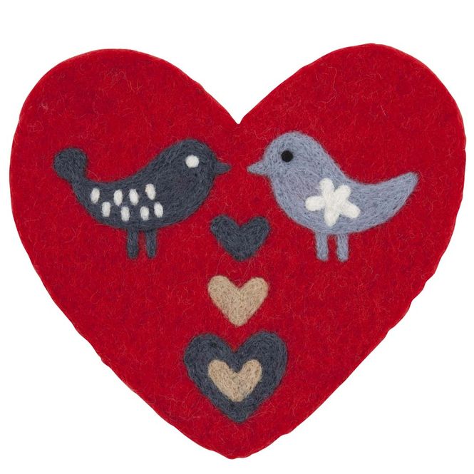 Hovedbilde Gryteunderlag Love Birds 100% lammeull fra ...