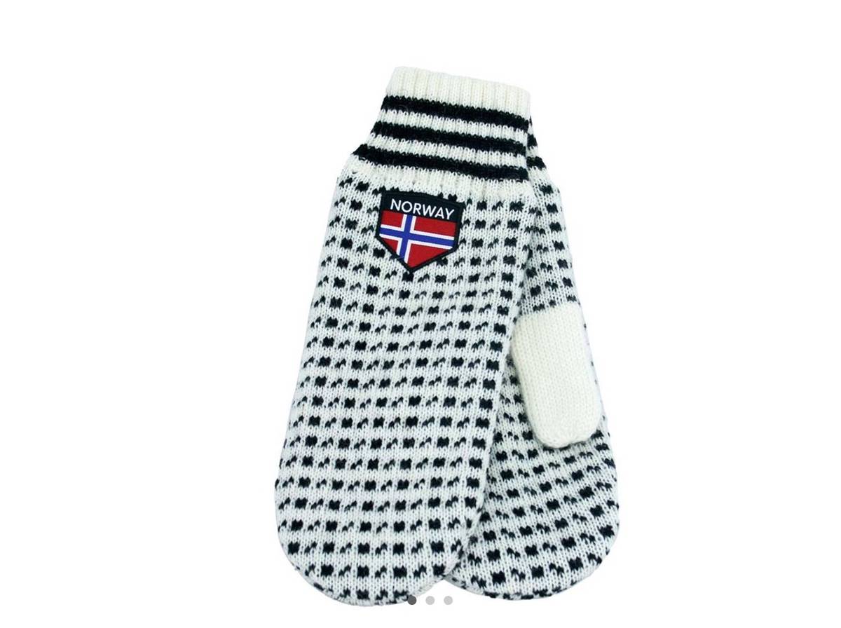 Strikkevotter Islender, hvit/sort, L/XL