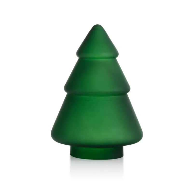Gran glasstre 11,5 cm i frostet grønt glass Hadeland Glassverk 